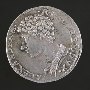 Alessandro De Medici (1511-74) ezüstérmének előlapja Felirat: Felirat: ALEXANDER MED R P FLOREN DVX, verve 1532-37 (a hátlapot lásd: 108640).